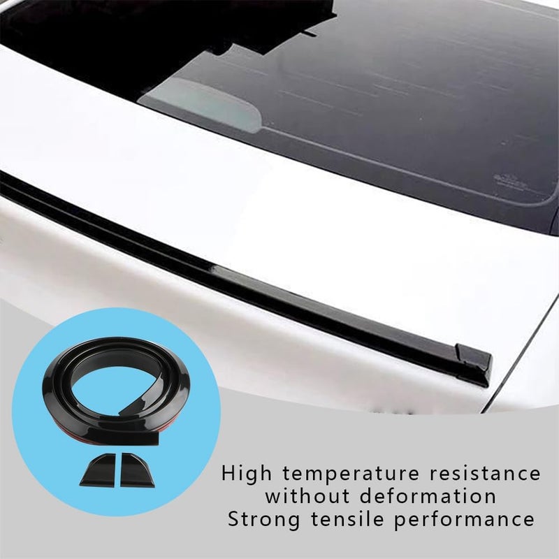 CHRYMUM Car Rear Spoiler Roof Lip Kit, Carbon Fiber 3D Rubber Trunk Spoiler Trim Strip, Car Rear Spoiler Kit, Auto Exterior Accessories Punch-Free Installation for Most Cars - Image 5